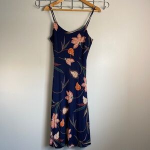 LOFT Navy Floral Midi Dress
